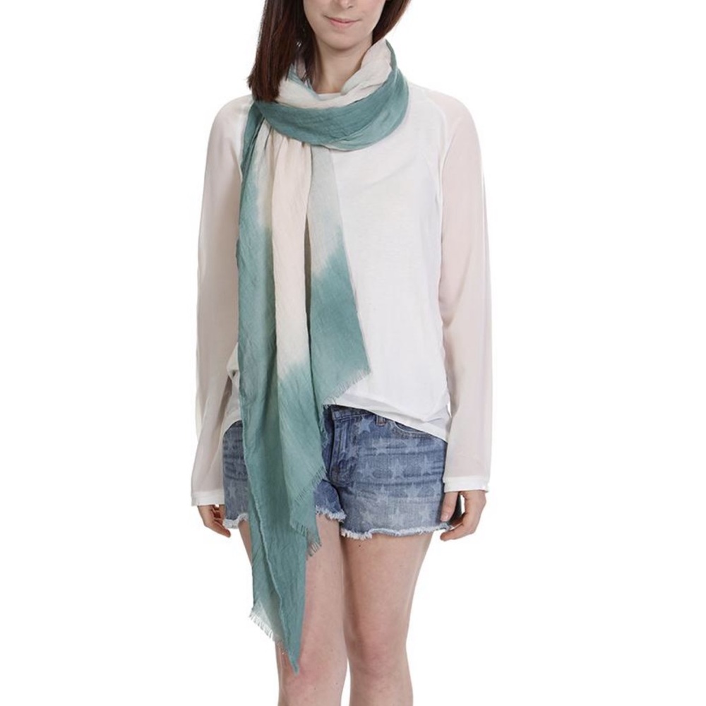 Green Ombre Oblong Scarf with Fringe